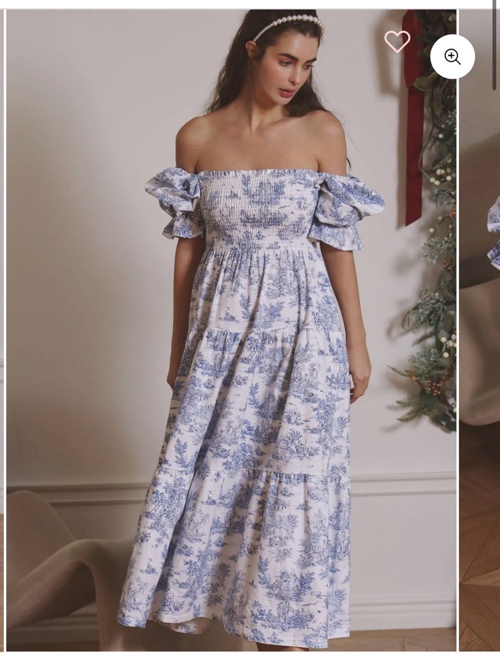 Nothing Fits But Blue & White Toile Puff Sleeve Midi KIKO Dress